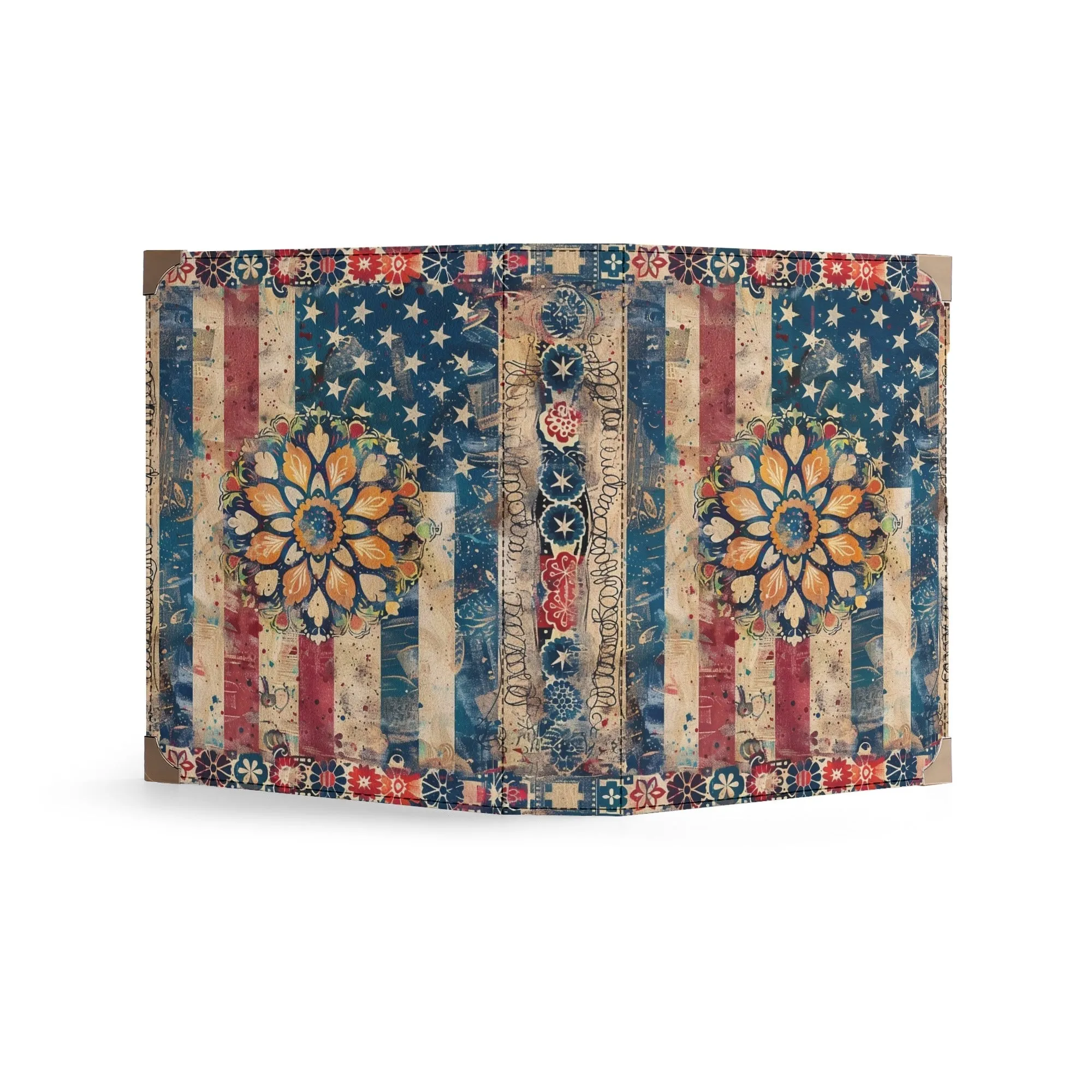 American Flag Mandala Bible Cover Purse – Patriotic Americana Charm with Flower in Red White Blue and Yellow - Crossbody