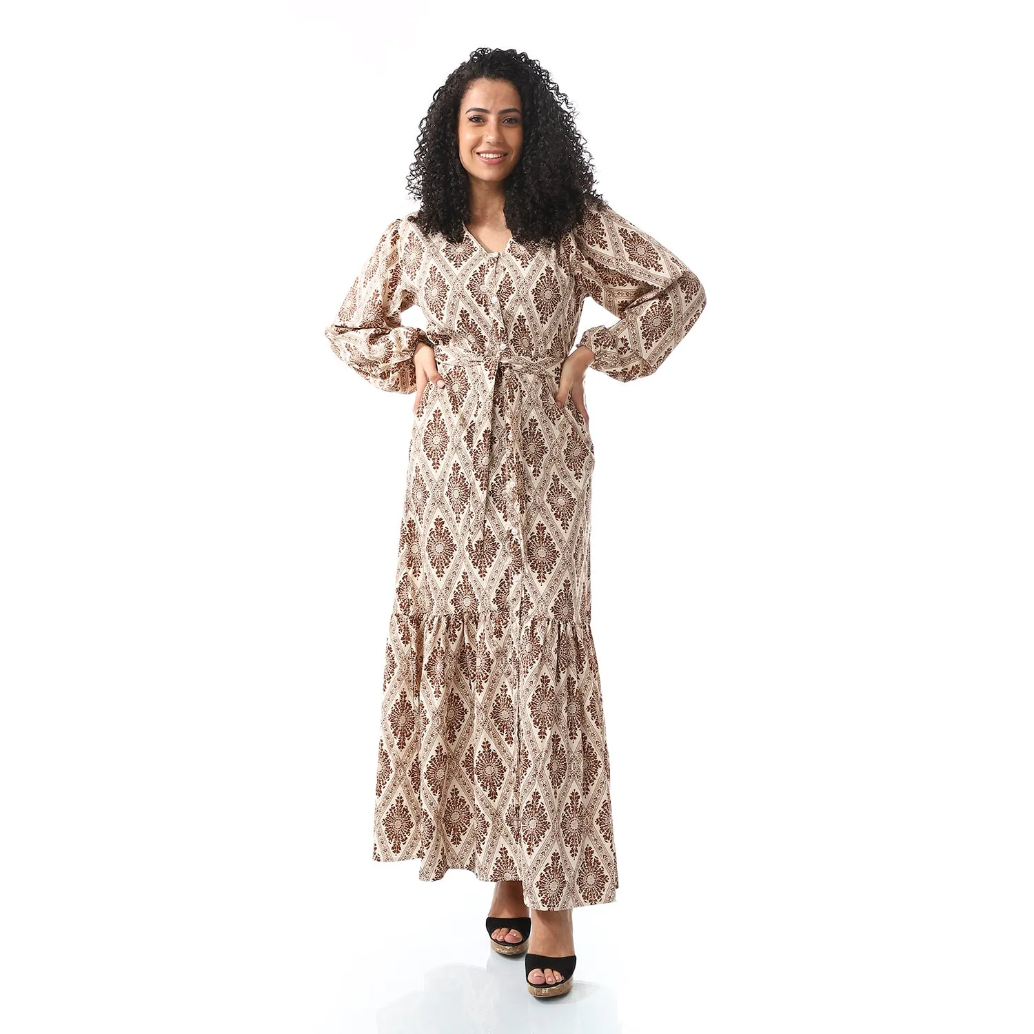 ankle_lengthe_floral_dress_brown