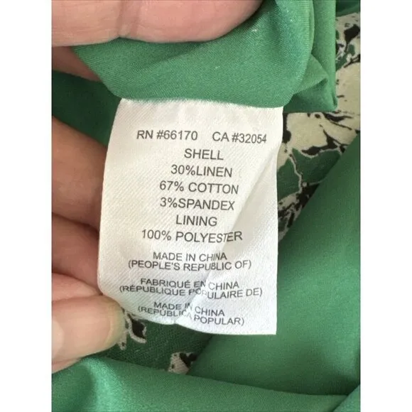 Anthropologie Hutch Women's 4 Linen Blend Faux Wrap Midi Skirt Green Floral