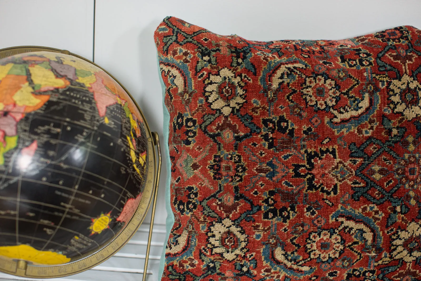 Antique Herati Bijar Rug Fragment Pillow