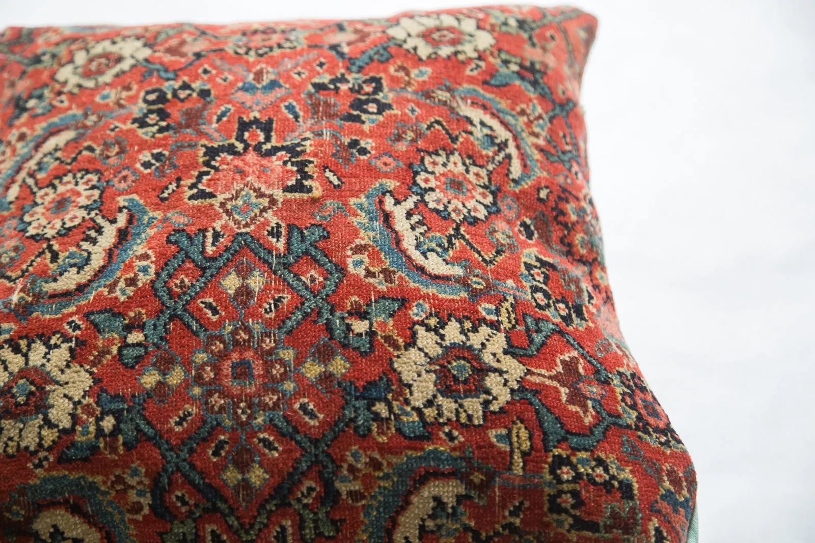 Antique Herati Bijar Rug Fragment Pillow