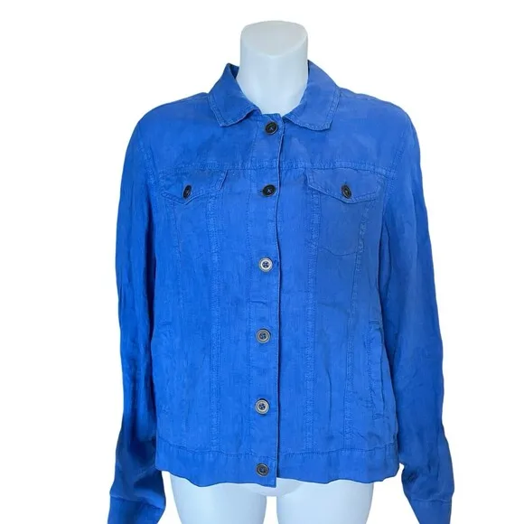 Antrophology Michael Stars 100% Linen Jacket Blue SZ M