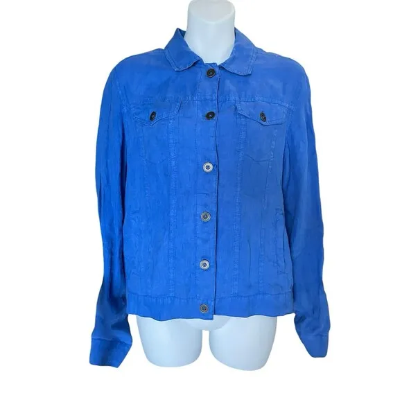 Antrophology Michael Stars 100% Linen Jacket Blue SZ M
