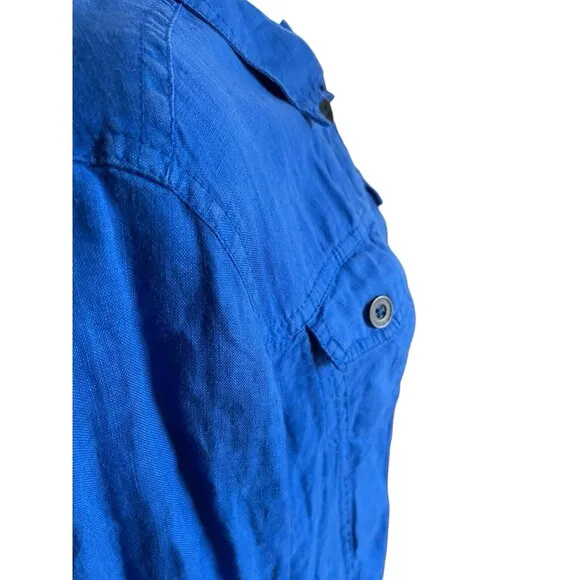 Antrophology Michael Stars 100% Linen Jacket Blue SZ M