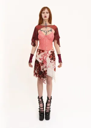 Asymmetric floral skirt