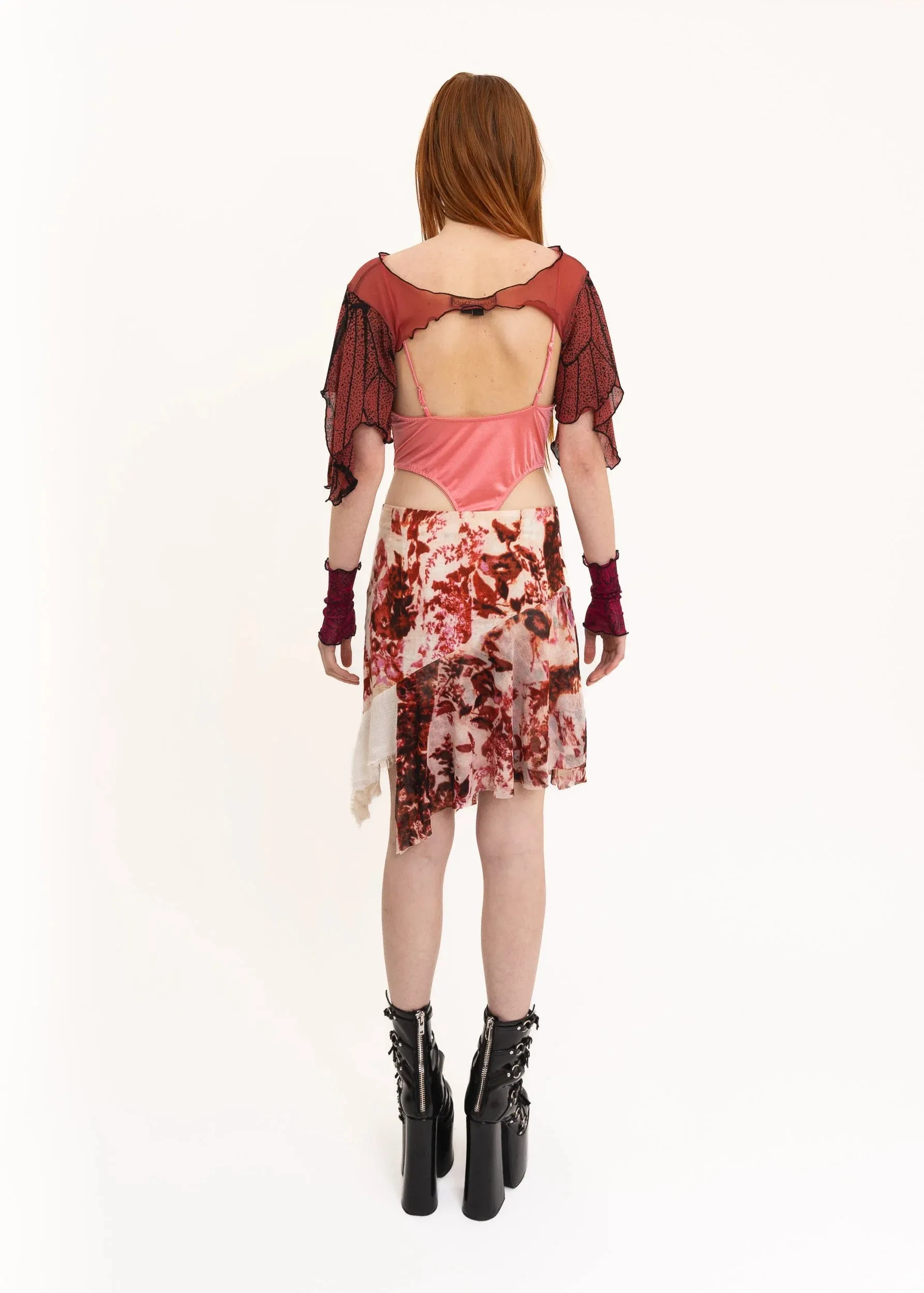 Asymmetric floral skirt