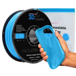 ATARAXIA ART Flexible PLA Filament 1.75mm, 3D Printer Filaments 1Kg/2.2lb Spool, Easy Than TPU Extruder,89A Shore Hardness,Patent Formula, Accuracy  /-.03mm, with Filament Storage Bags, FPLA Sky Blue