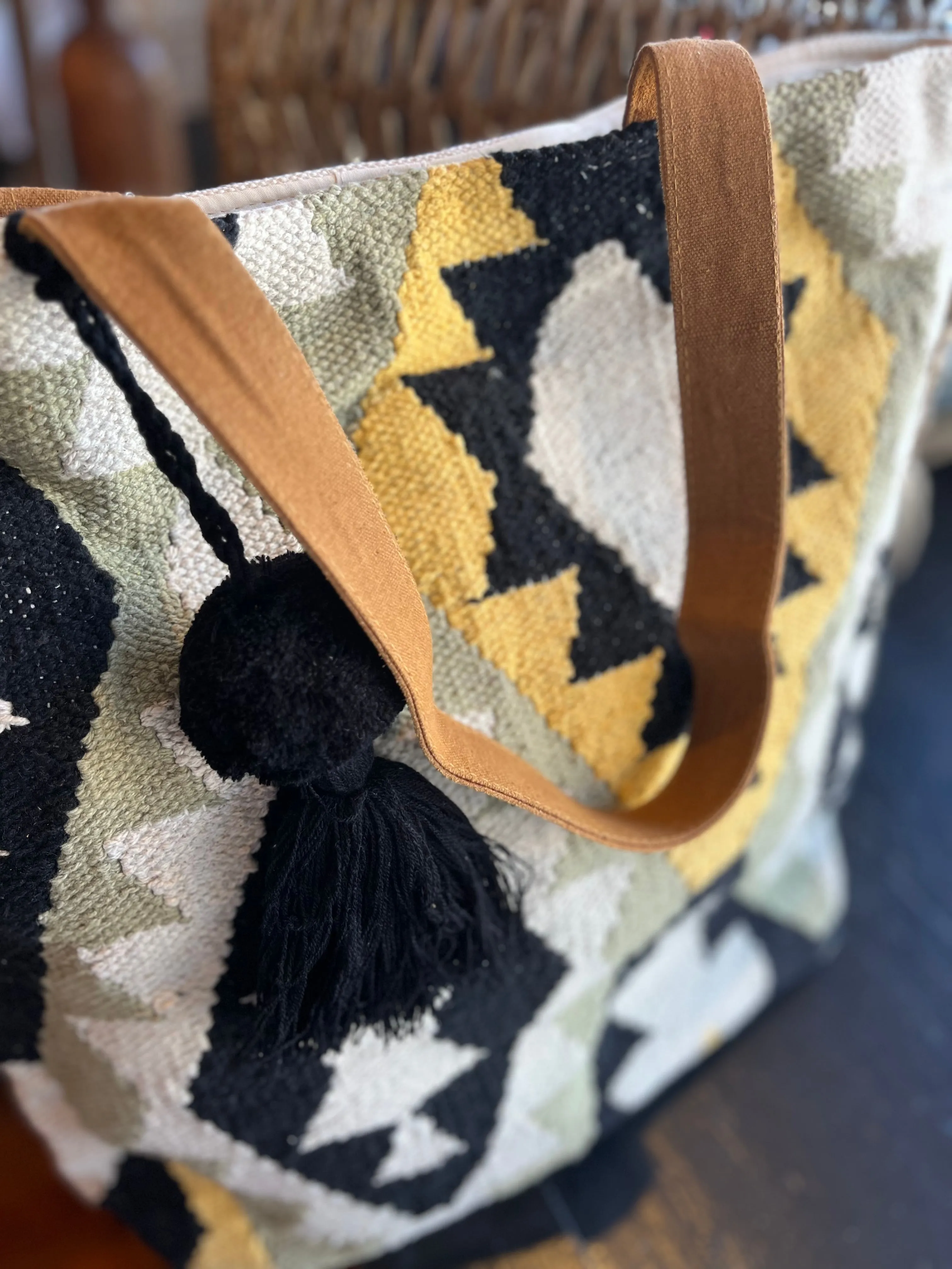Aztec Diamond Tote - Yellow/Green