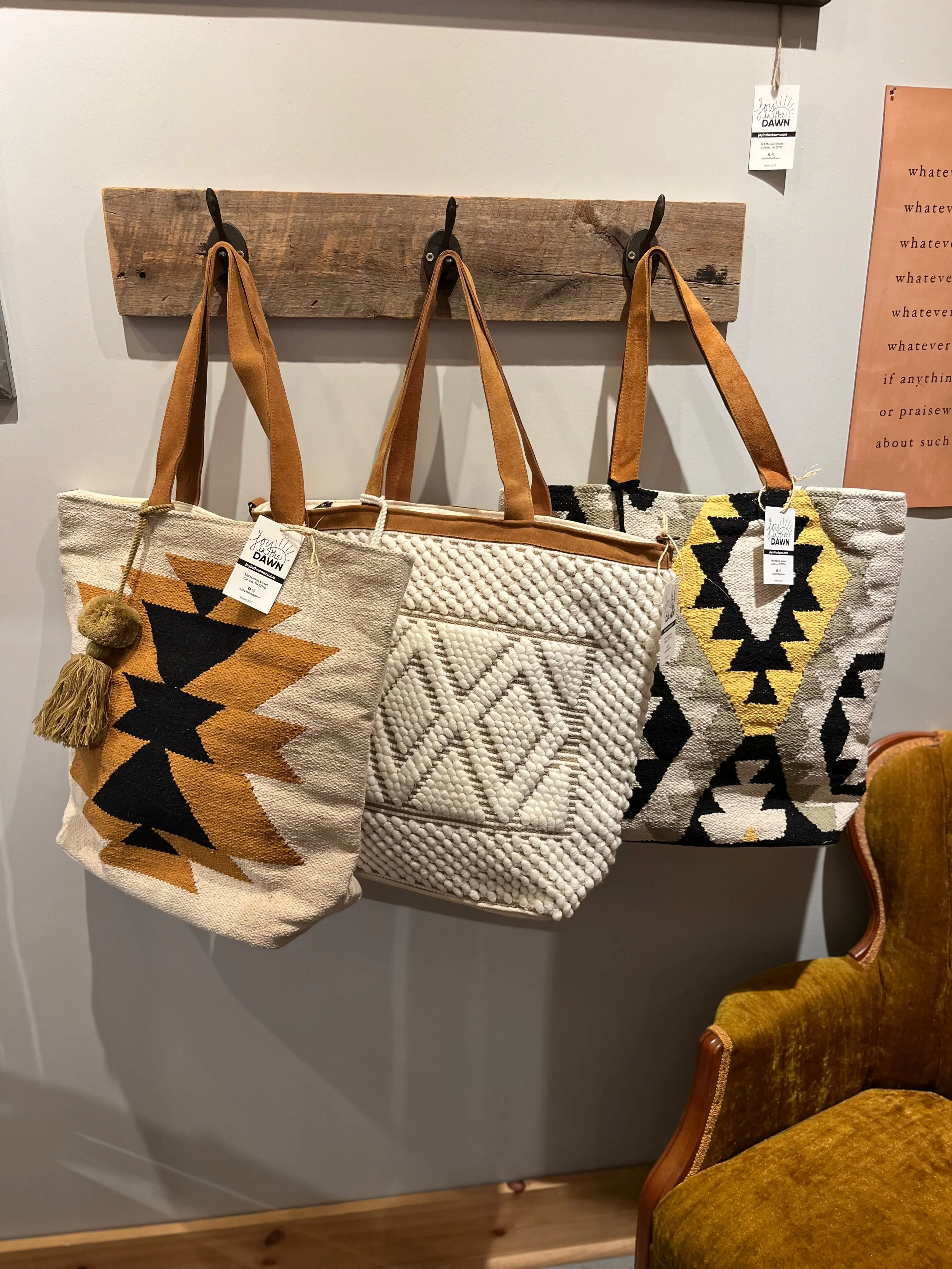 Aztec Diamond Tote - Yellow/Green