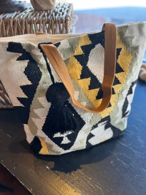 Aztec Diamond Tote - Yellow/Green