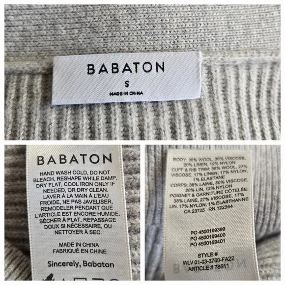 BABATON ARITZIA BESPOKE CARDIGAN WOMENS GRAY BUTTON DOWN (SMALL)
