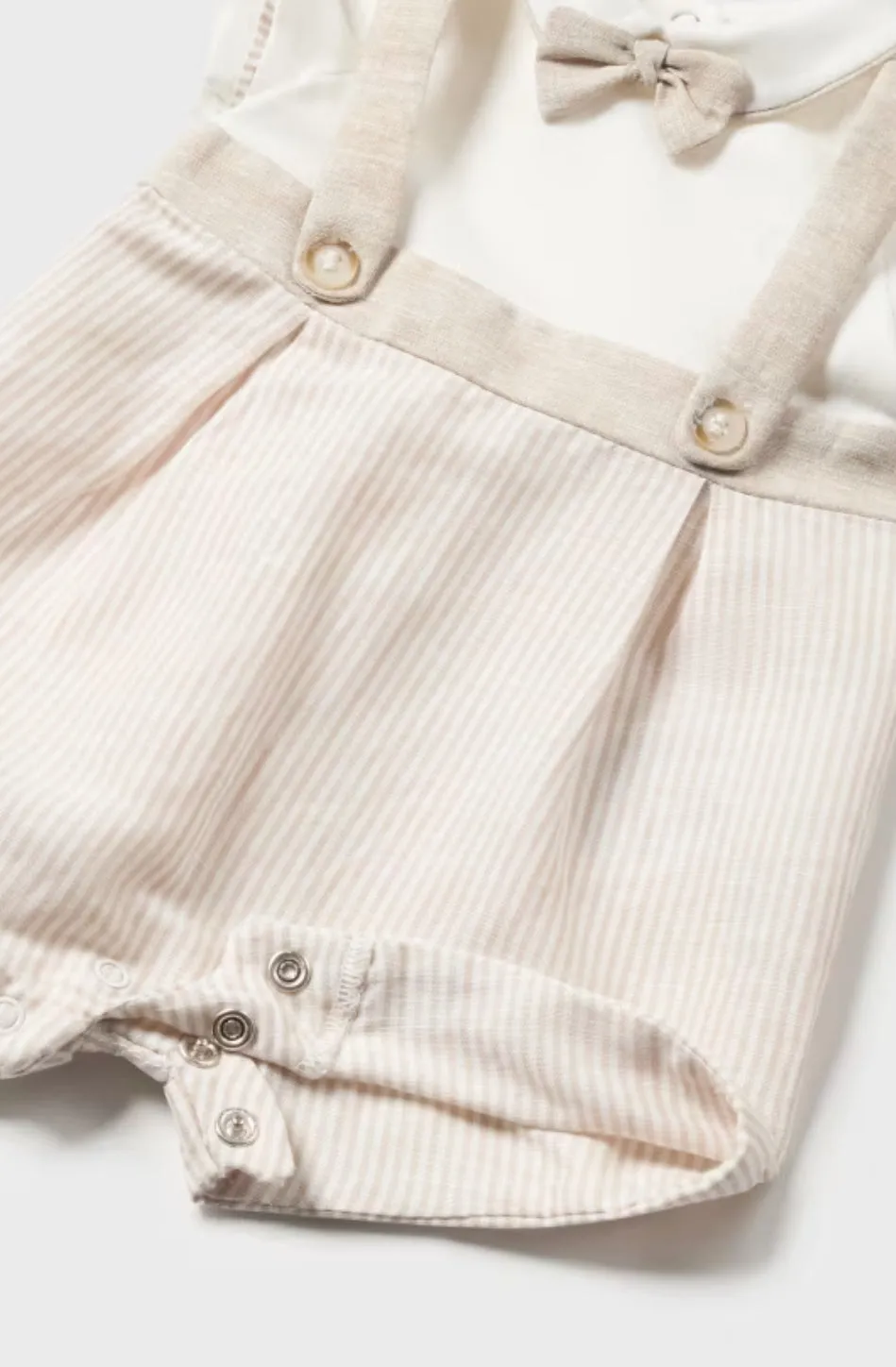 Baby Boys Beige Linen Romper