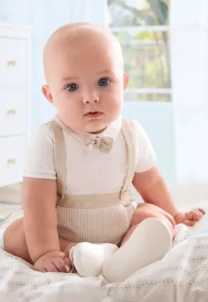 Baby Boys Beige Linen Romper