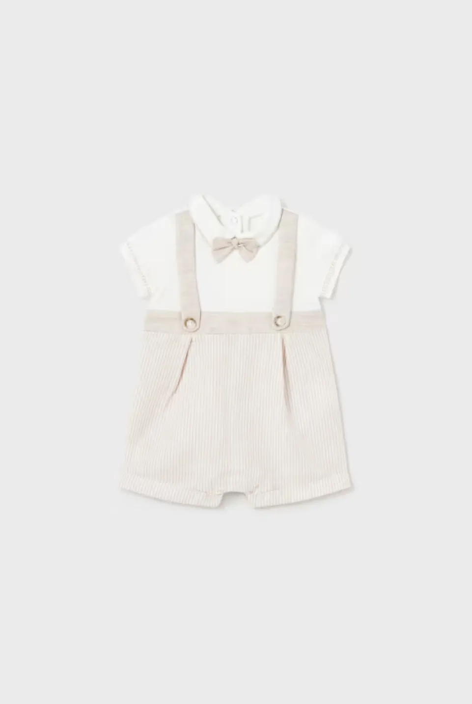 Baby Boys Beige Linen Romper