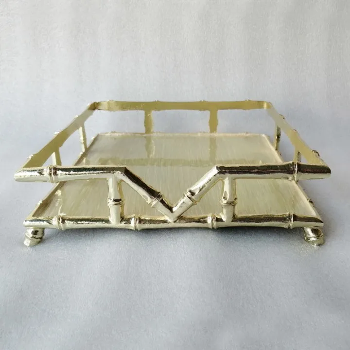 Bamboo Design Napkin Holder Gold