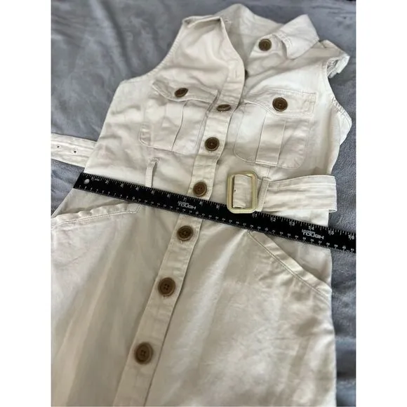 Banana Republic Heritage Bahia Dress Womens Sz 0 Cream Button Front Linen Blend