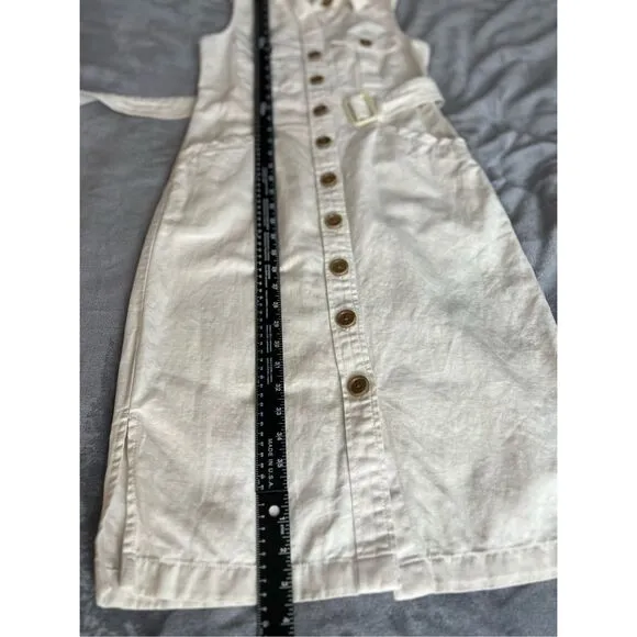 Banana Republic Heritage Bahia Dress Womens Sz 0 Cream Button Front Linen Blend