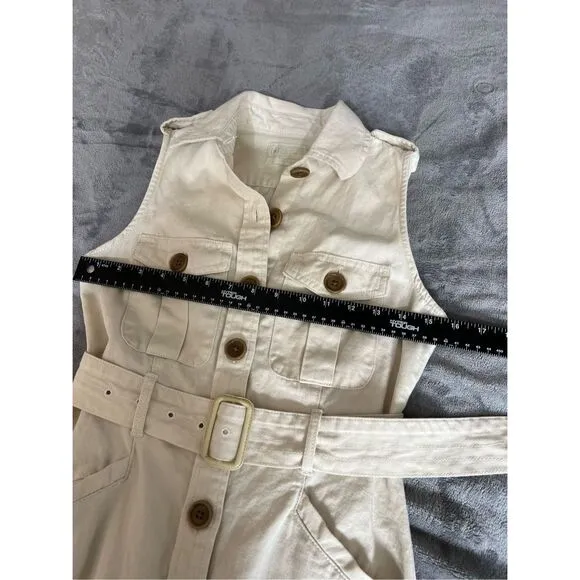 Banana Republic Heritage Bahia Dress Womens Sz 0 Cream Button Front Linen Blend