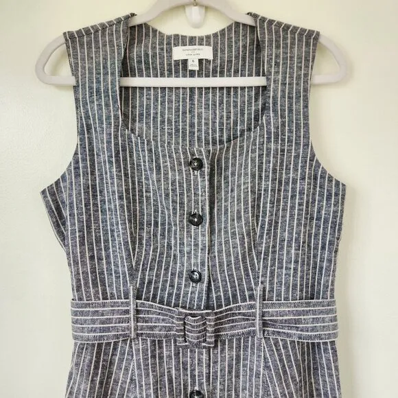 Banana Republic Linen Blend Button Midi Dress Size 6