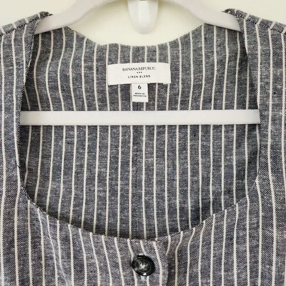 Banana Republic Linen Blend Button Midi Dress Size 6
