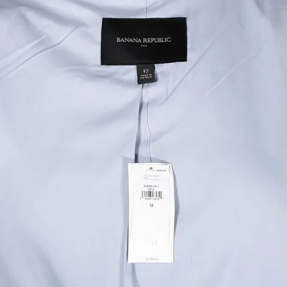 Banana Republic Women's Blazer Blue Linen Stretch Double Breasted Suit Jacket 12