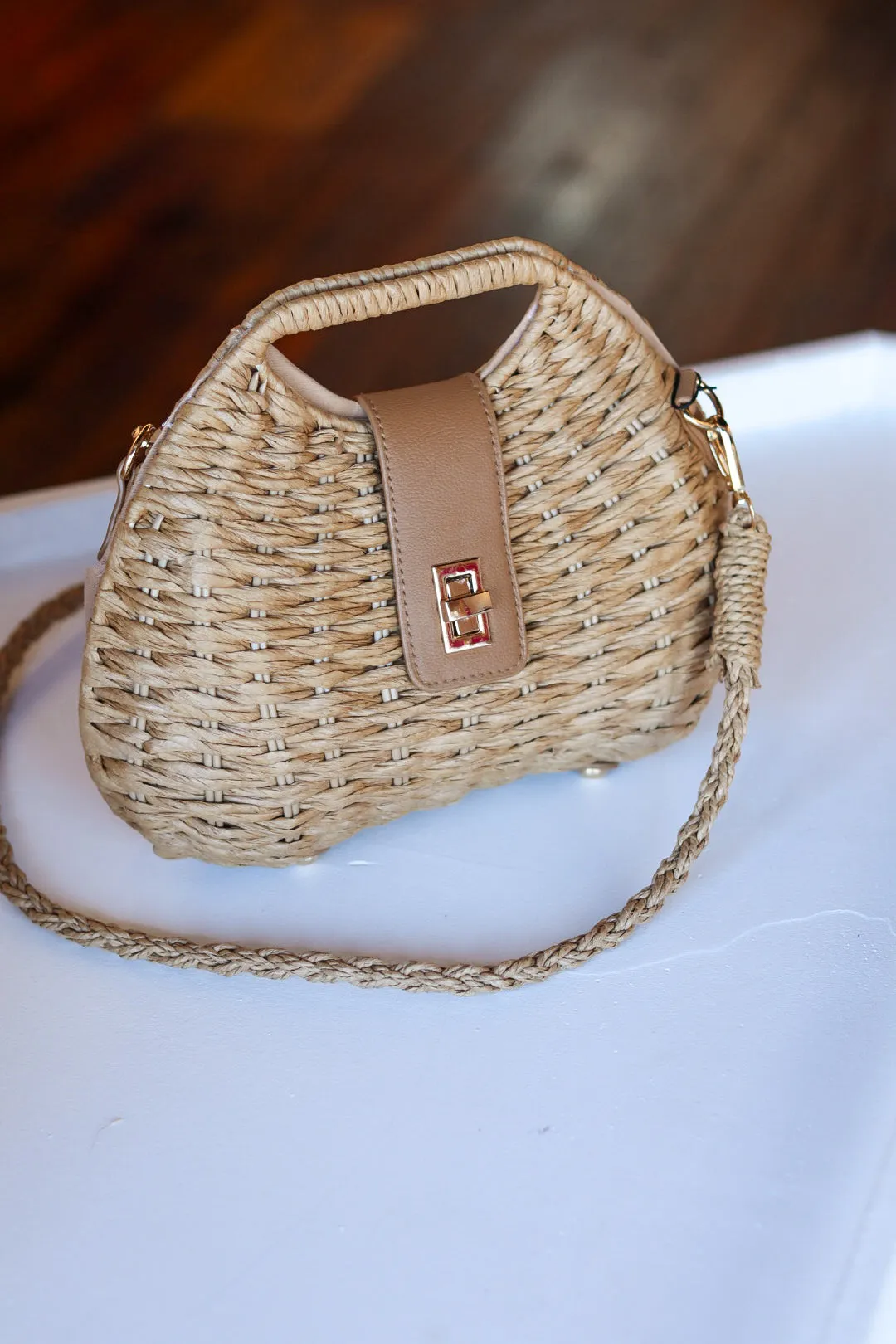 BC Straw Handle Crossbody Bag