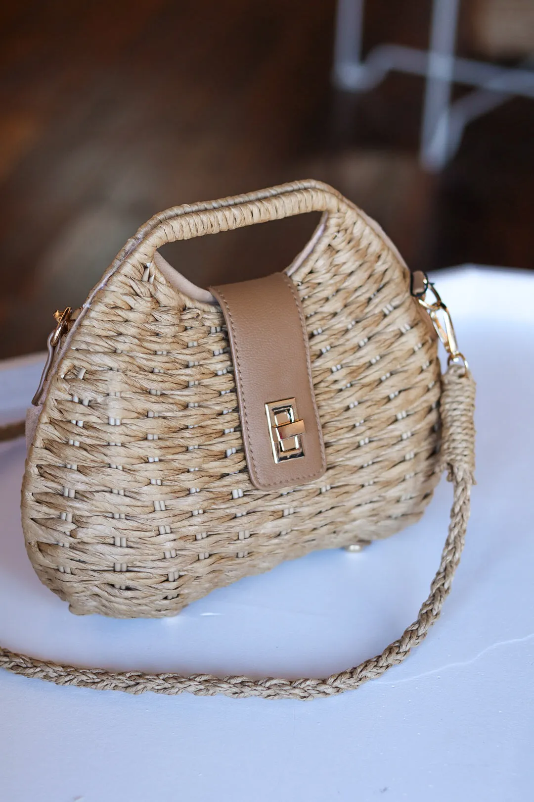 BC Straw Handle Crossbody Bag
