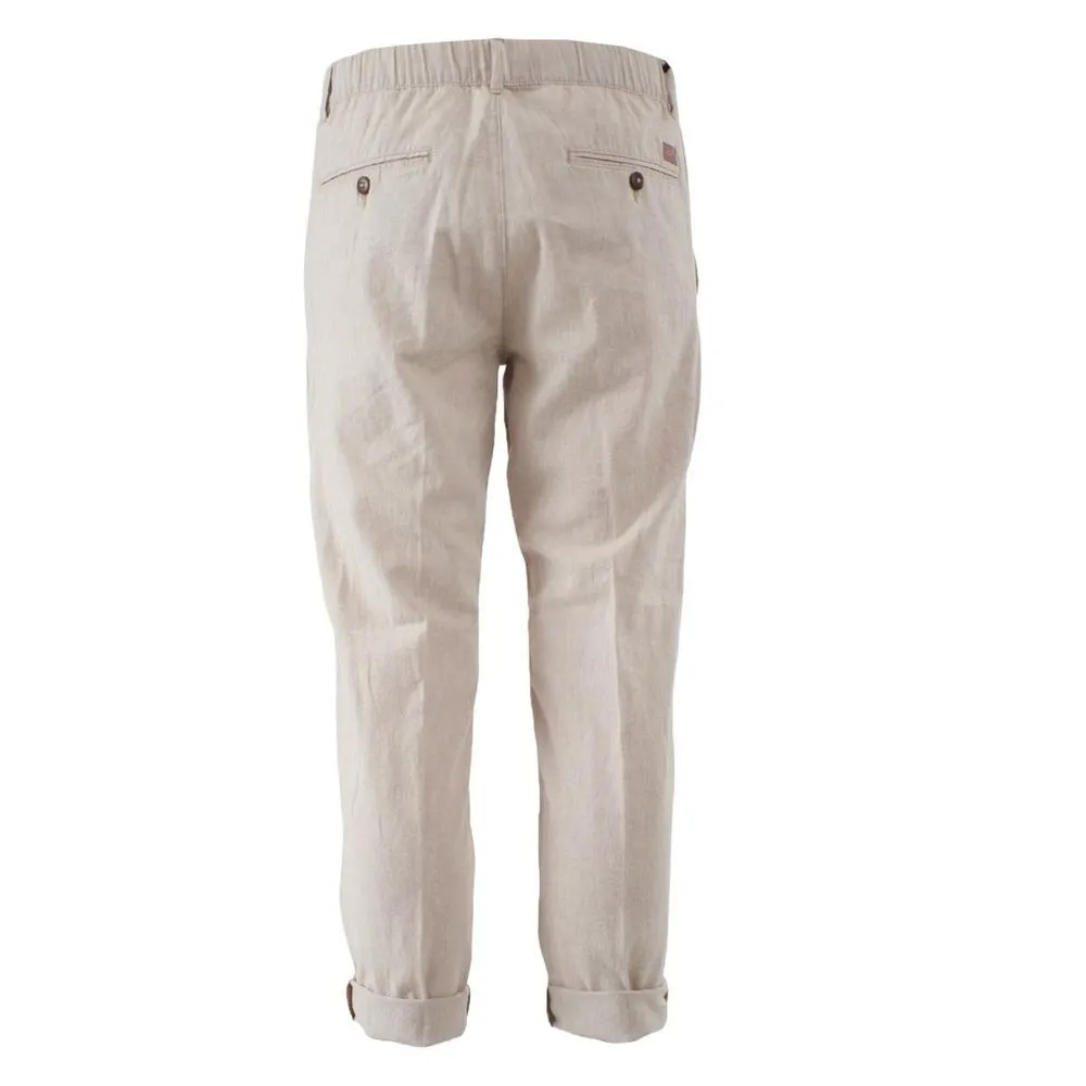 Beige Linen Men Trouser