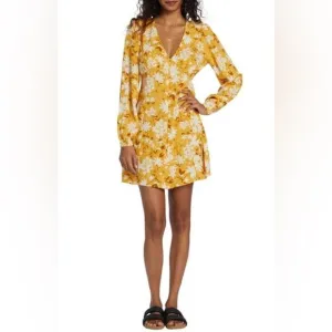 Billabong Night Out Floral Long Sleeve Button-Up Dress Size S