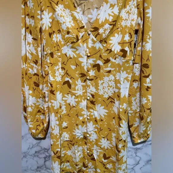 Billabong Night Out Floral Long Sleeve Button-Up Dress Size S