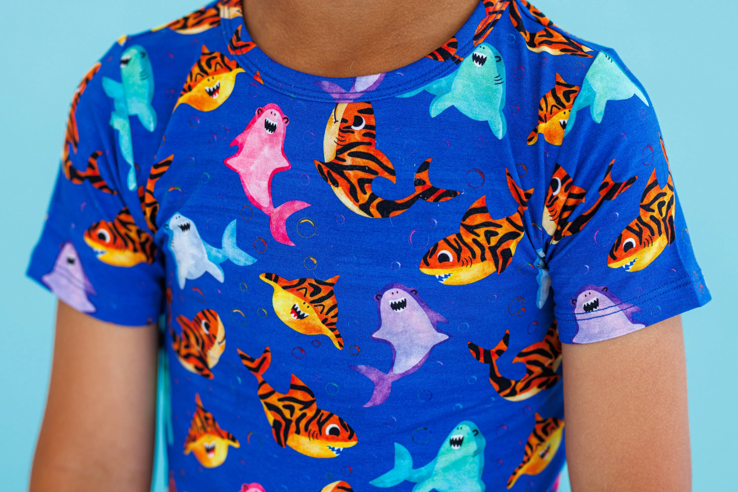 Birdie Bean Bruce Sharks 2-piece Short Sleeve Kids Pajamas with Shorts