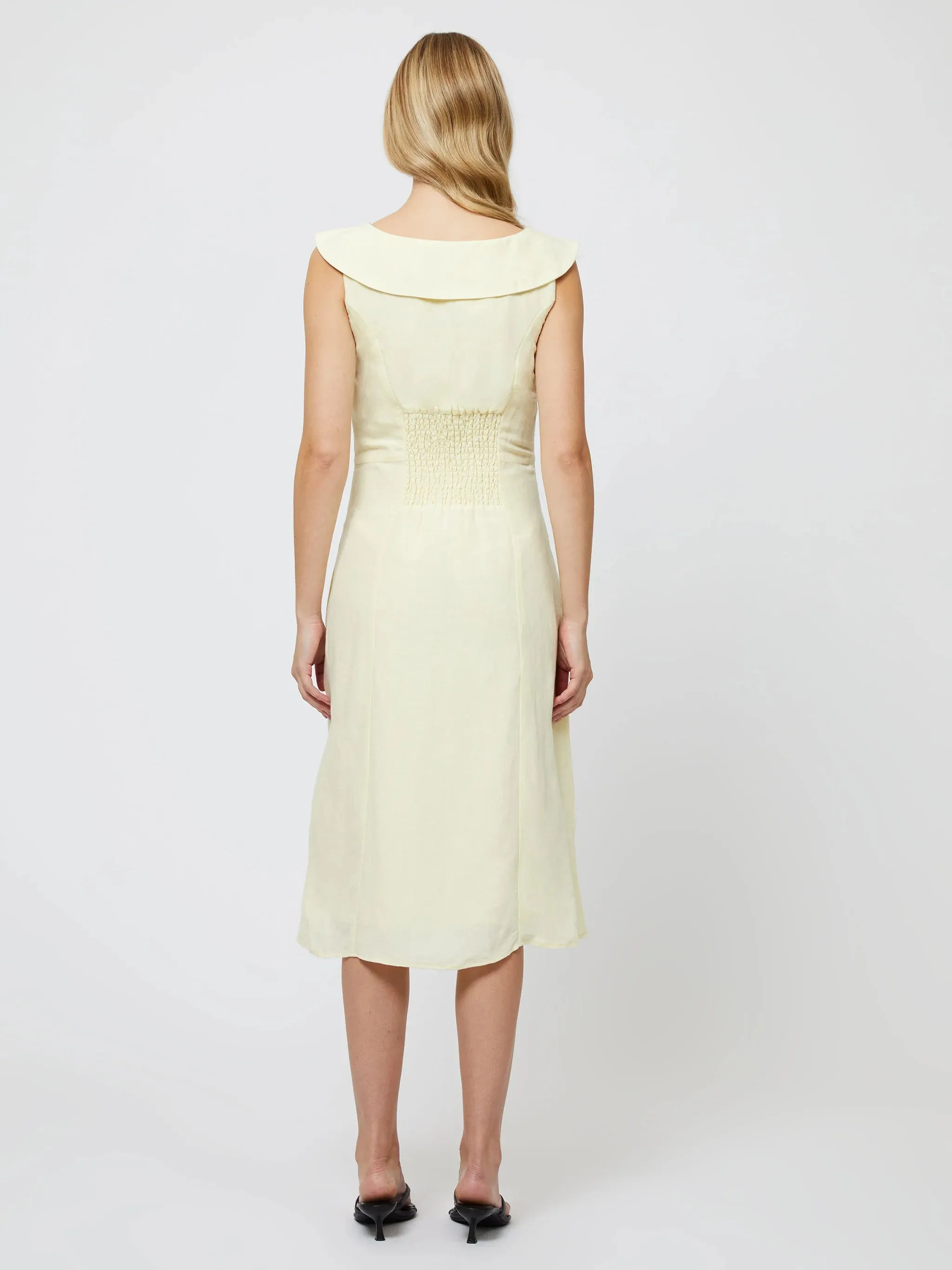 Birdie Linen V-Neck Dress in Cornsilk Yellow