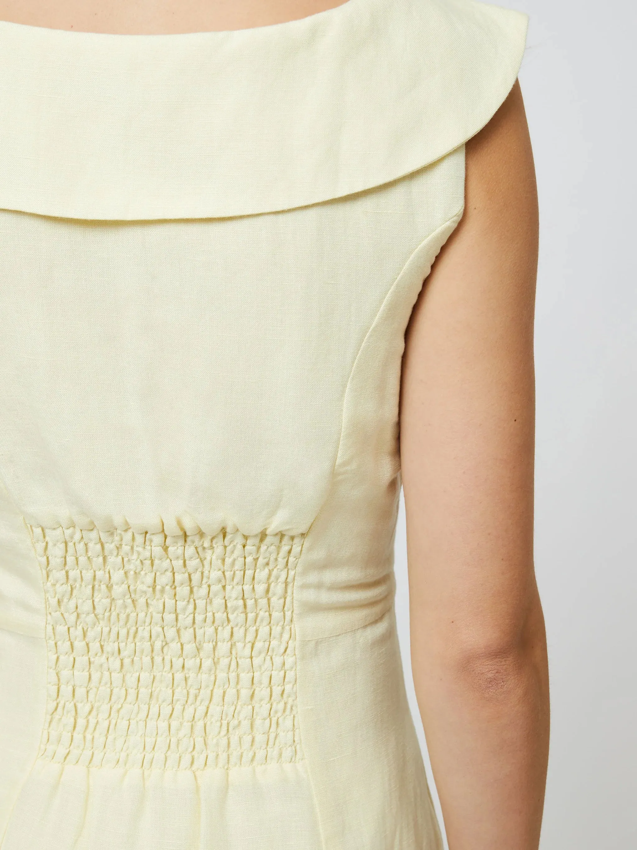 Birdie Linen V-Neck Dress in Cornsilk Yellow