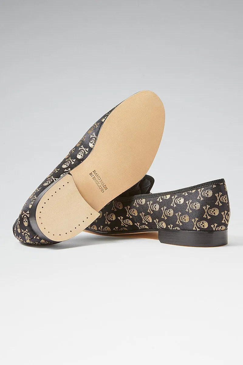 Black & Gold Skull & Crossbones Slippers