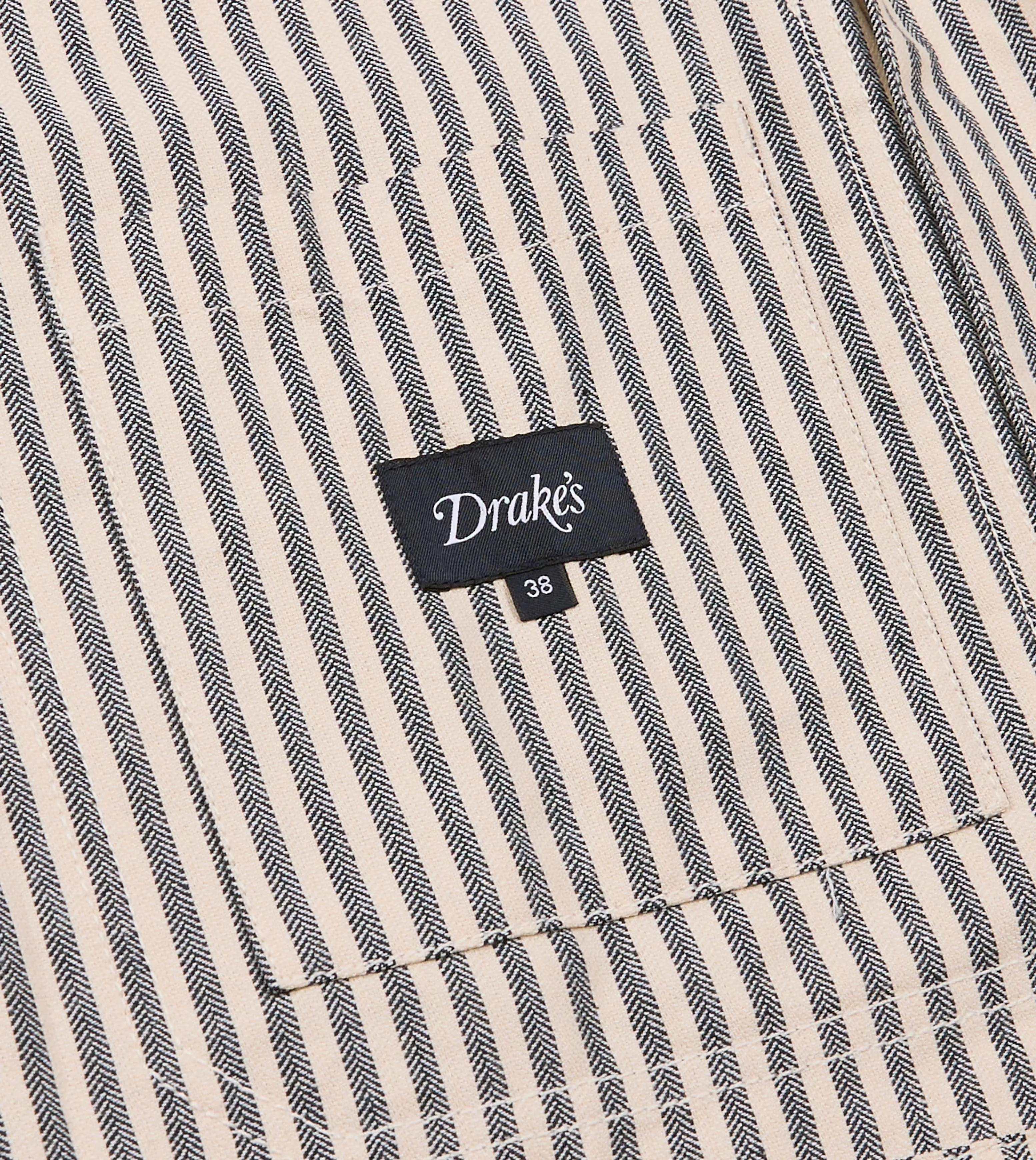 Blue and Ecru Stripe Cotton-Linen Deck Chore Jacket