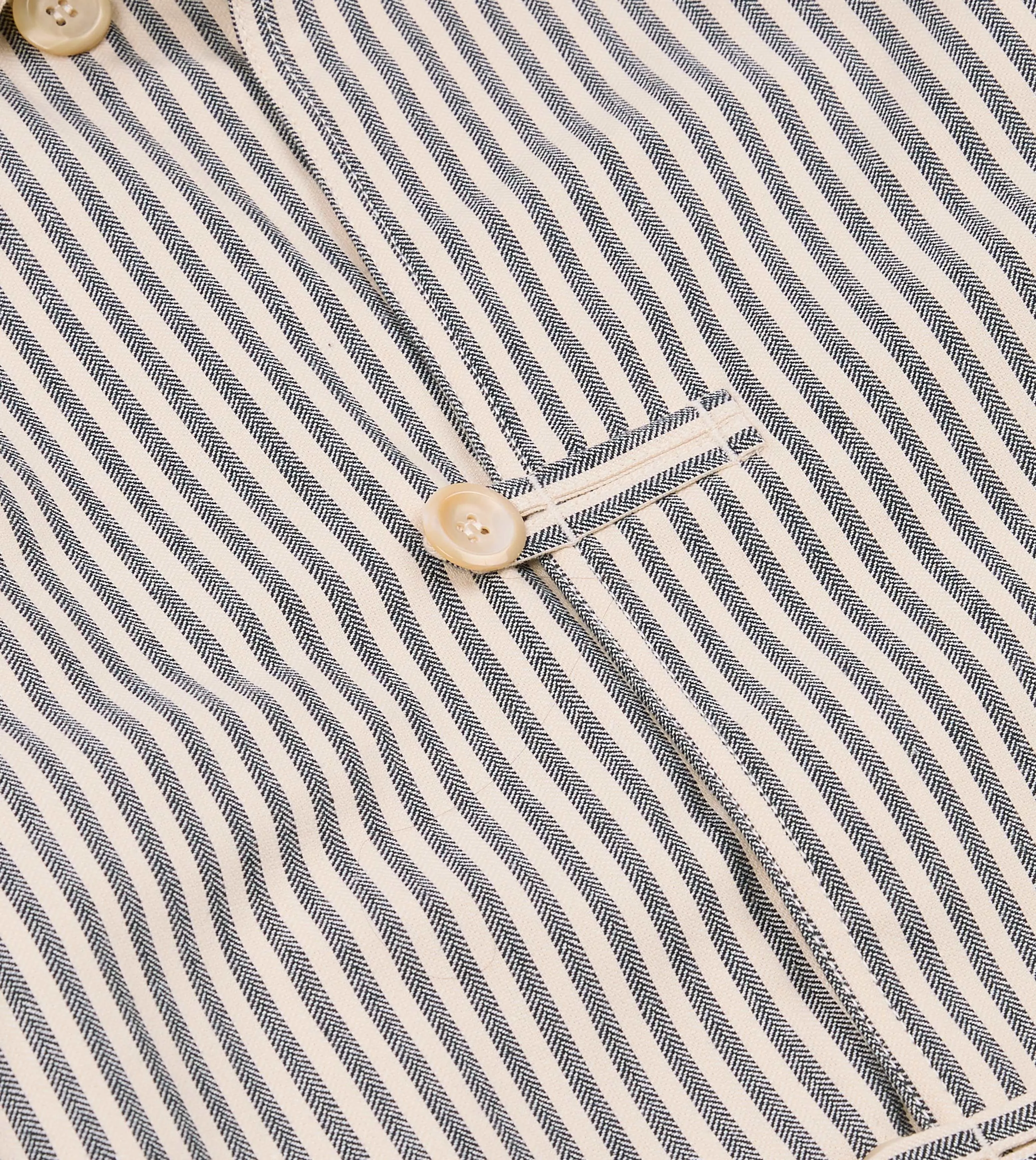 Blue and Ecru Stripe Cotton-Linen Deck Chore Jacket