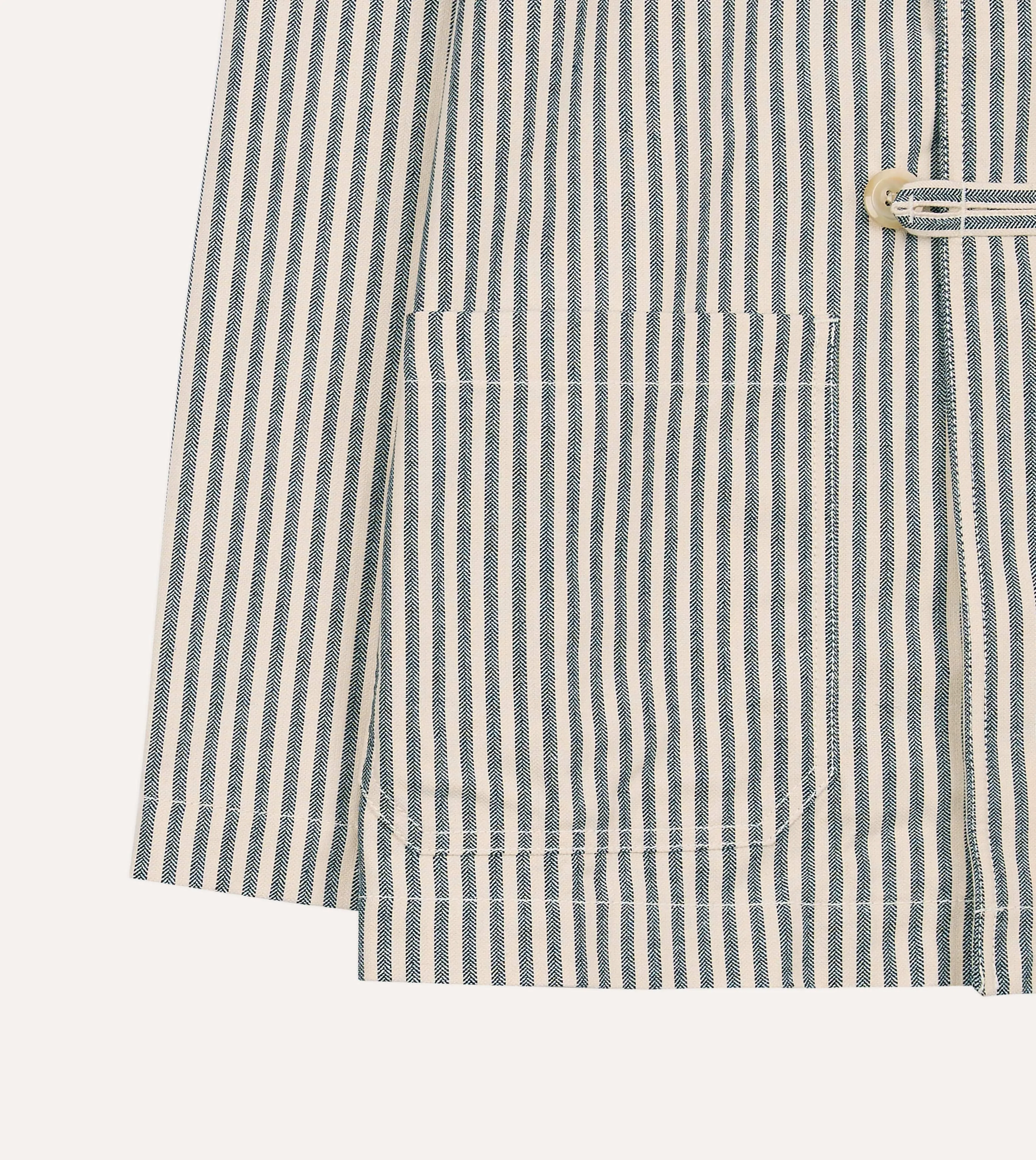 Blue and Ecru Stripe Cotton-Linen Deck Chore Jacket