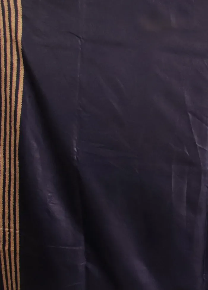 Blue Kantha Stitch Silk Saree With Blouse Piece
