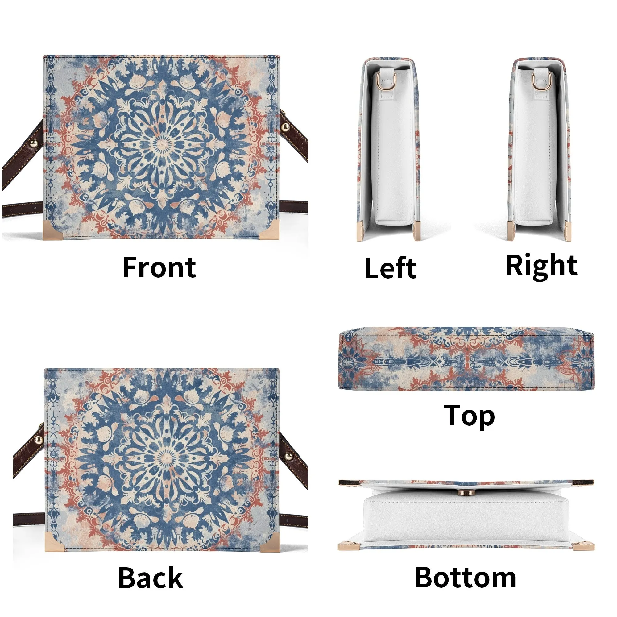 Blue Mandala Bible Cover Purse – Vintage Americana Style Crossbody Shoulderbag in Red White and Blue