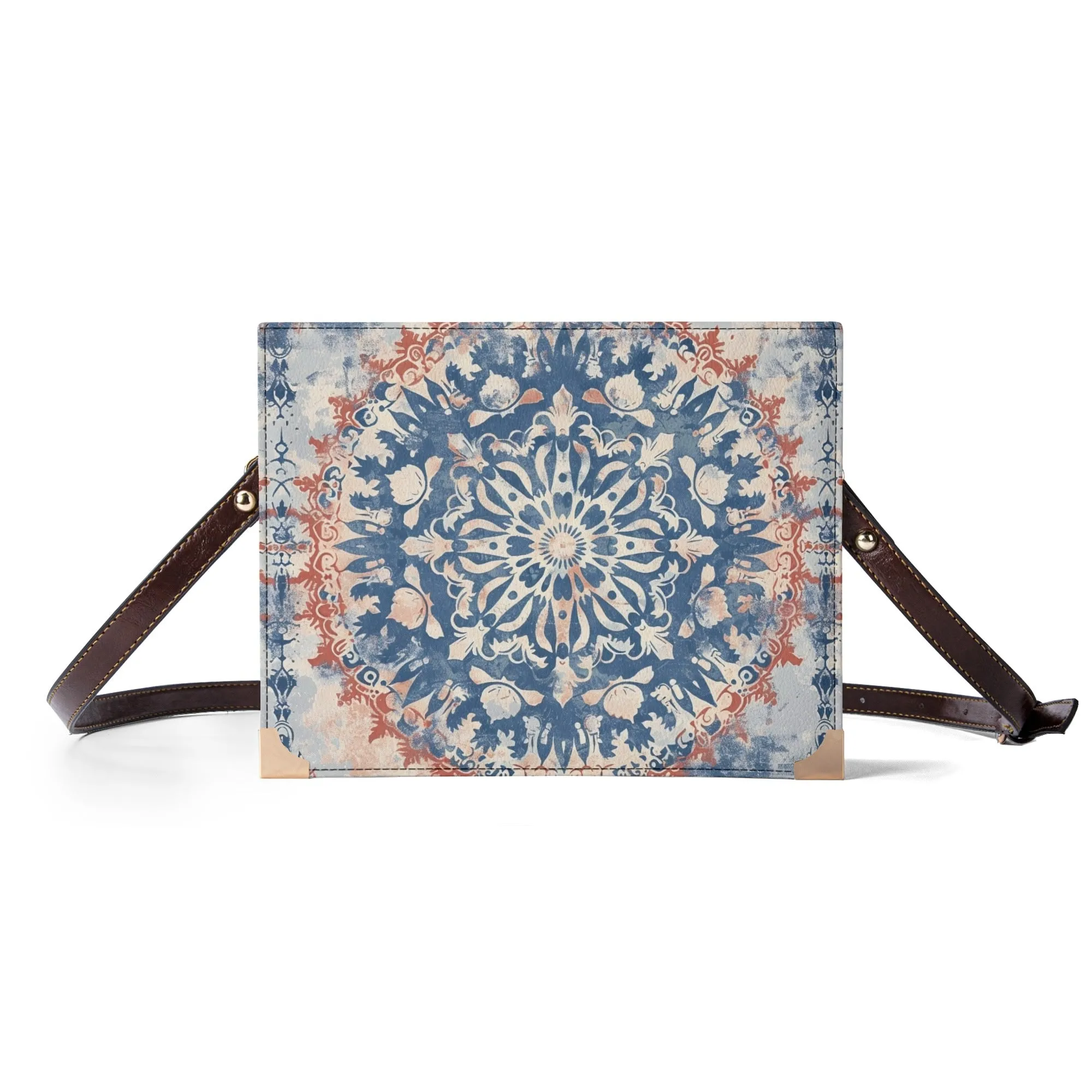 Blue Mandala Bible Cover Purse – Vintage Americana Style Crossbody Shoulderbag in Red White and Blue