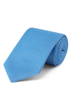 Blue Micro Pattern Woven Silk Tie