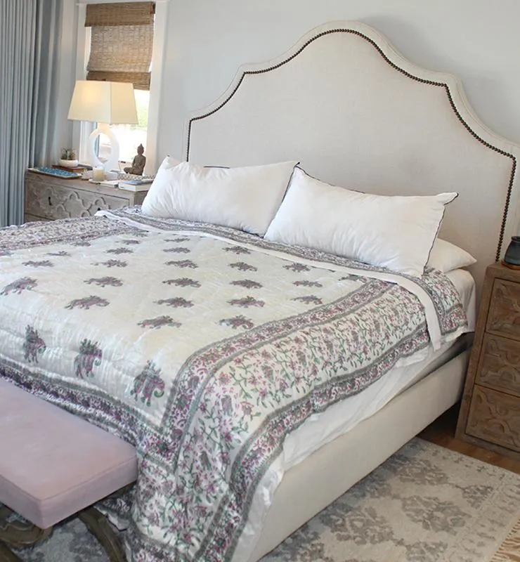 Boho Elephant Motif Silk Quilt