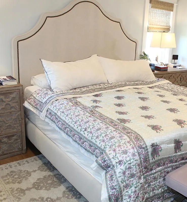 Boho Elephant Motif Silk Quilt