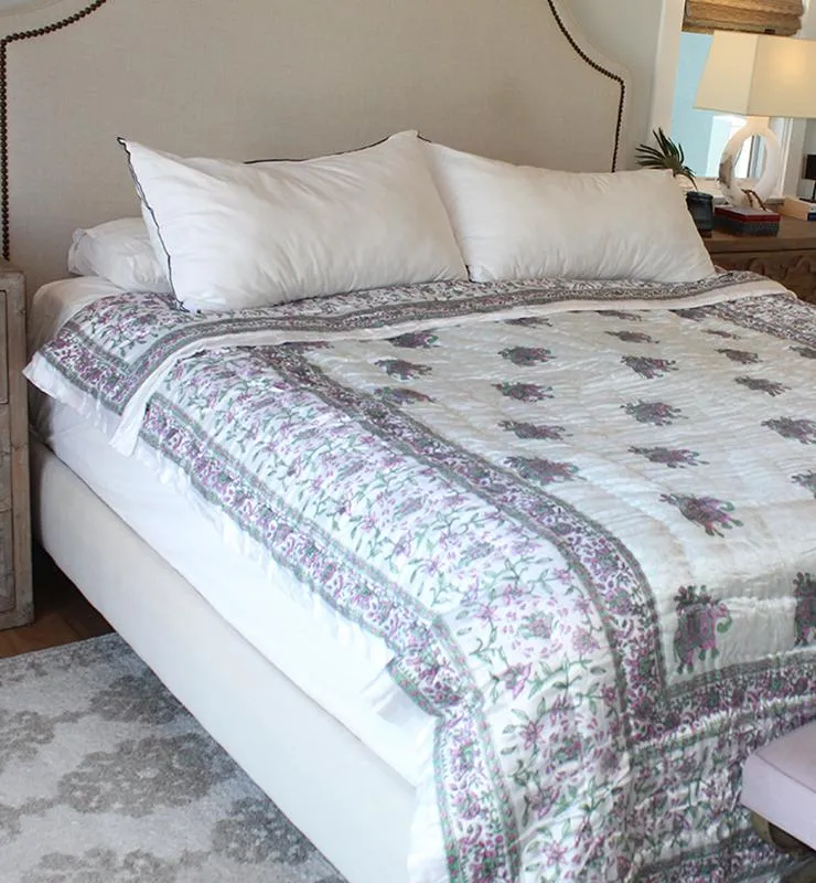 Boho Elephant Motif Silk Quilt