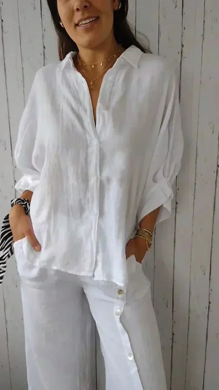Brute® | Cotton-Linen Blouse With Button Closure