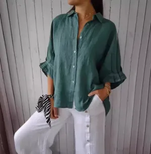 Brute® | Cotton-Linen Blouse With Button Closure