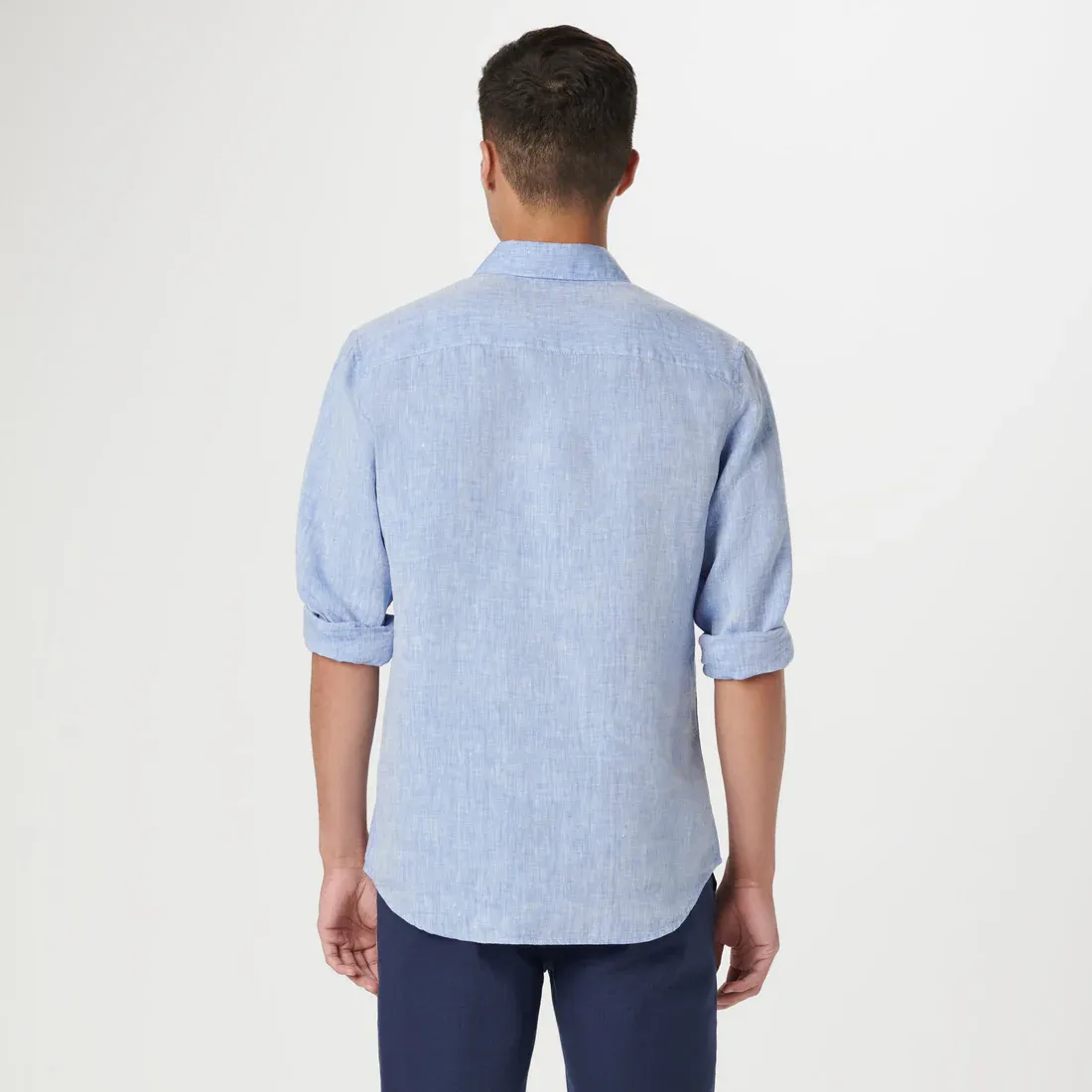 Bugatchi Axel Linen Long Sleeve Shirt - Classic Blue