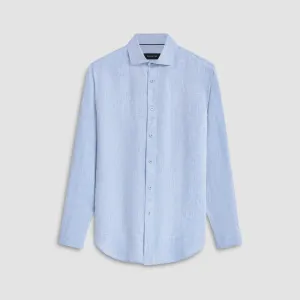 Bugatchi Axel Linen Long Sleeve Shirt - Classic Blue