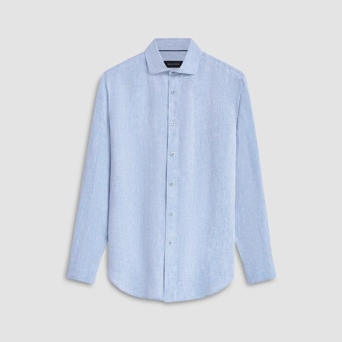 Bugatchi Axel Linen Long Sleeve Shirt - Classic Blue