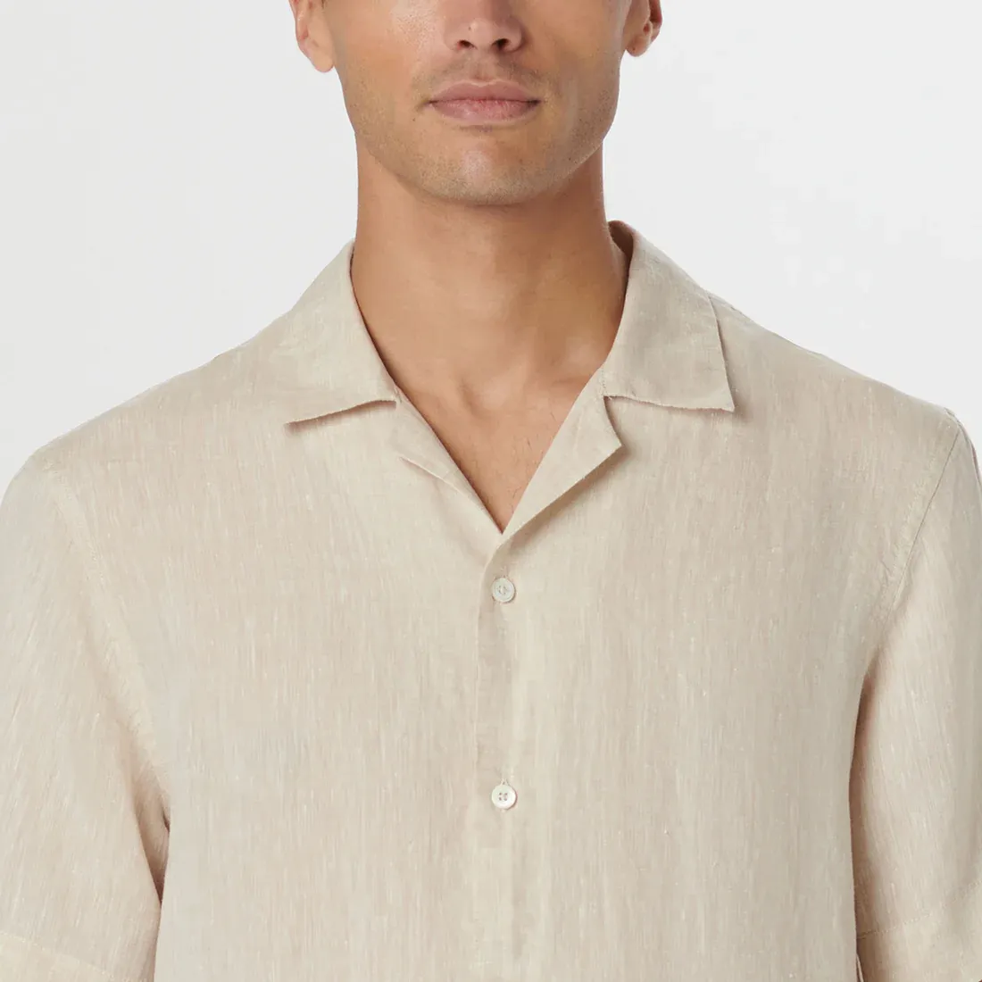 Bugatchi Jackson Short Sleeve Linen Shirt - Beige